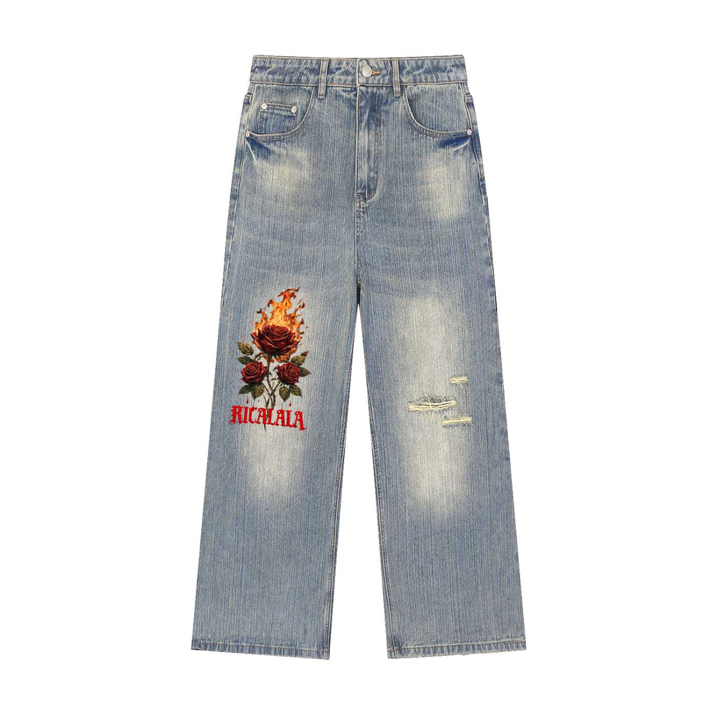 Ricalala RMPC "Stanger" Vintage Wash Distressed Denim Jeans