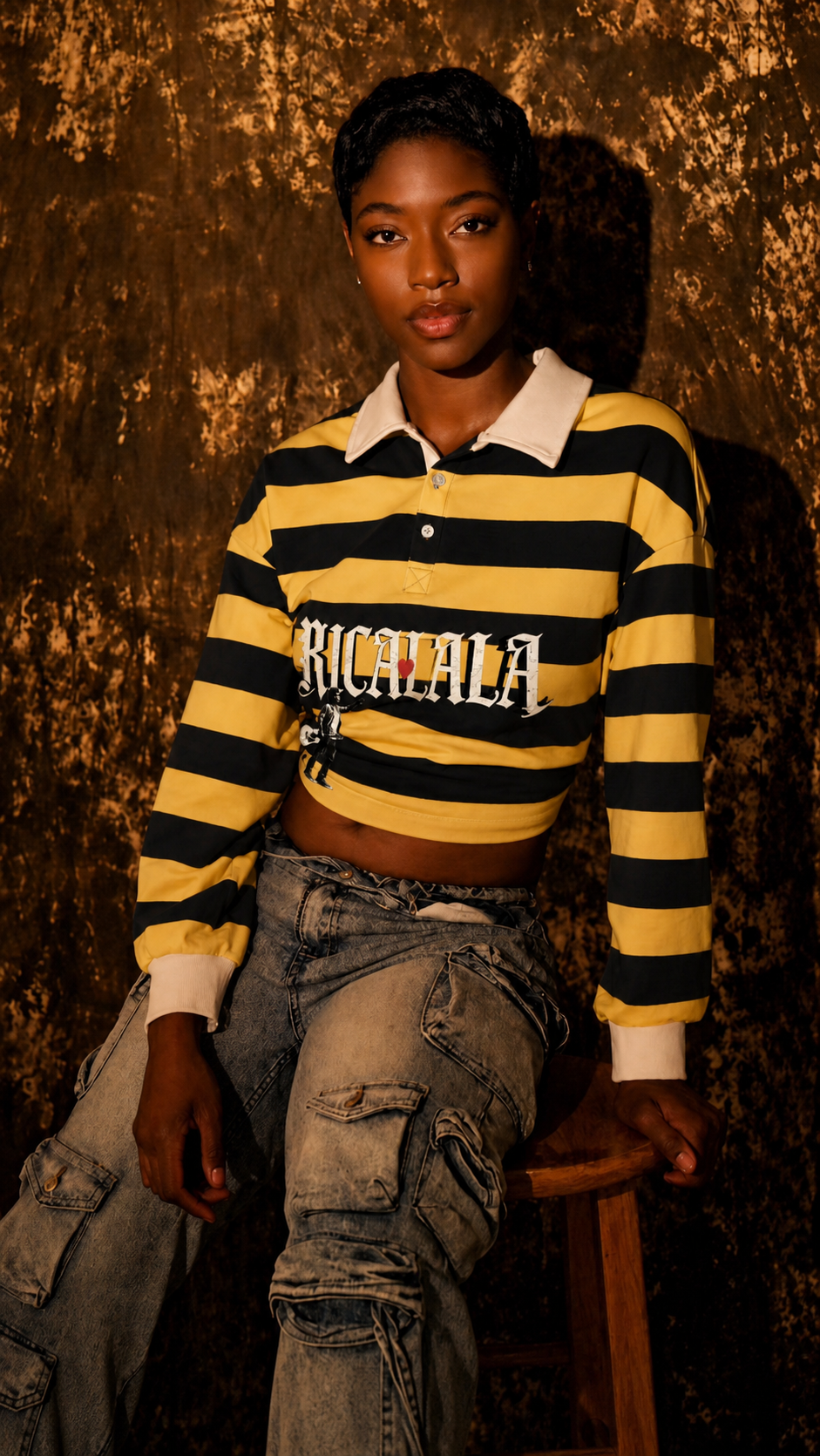 Ricalala "RMPC" Color Block Stripe Polo Shirt