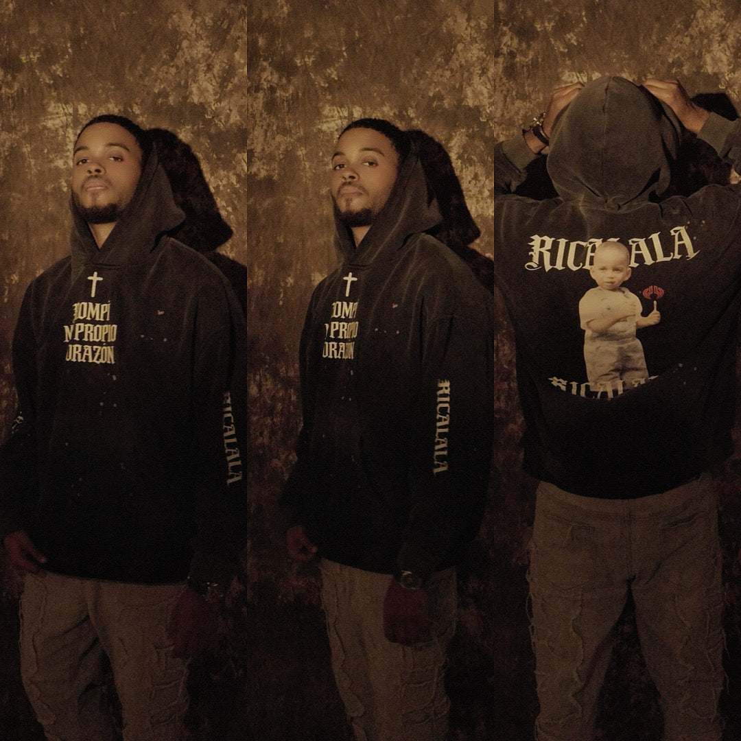 Ricalala Vintage Washed Frayed Fleece Hoodie