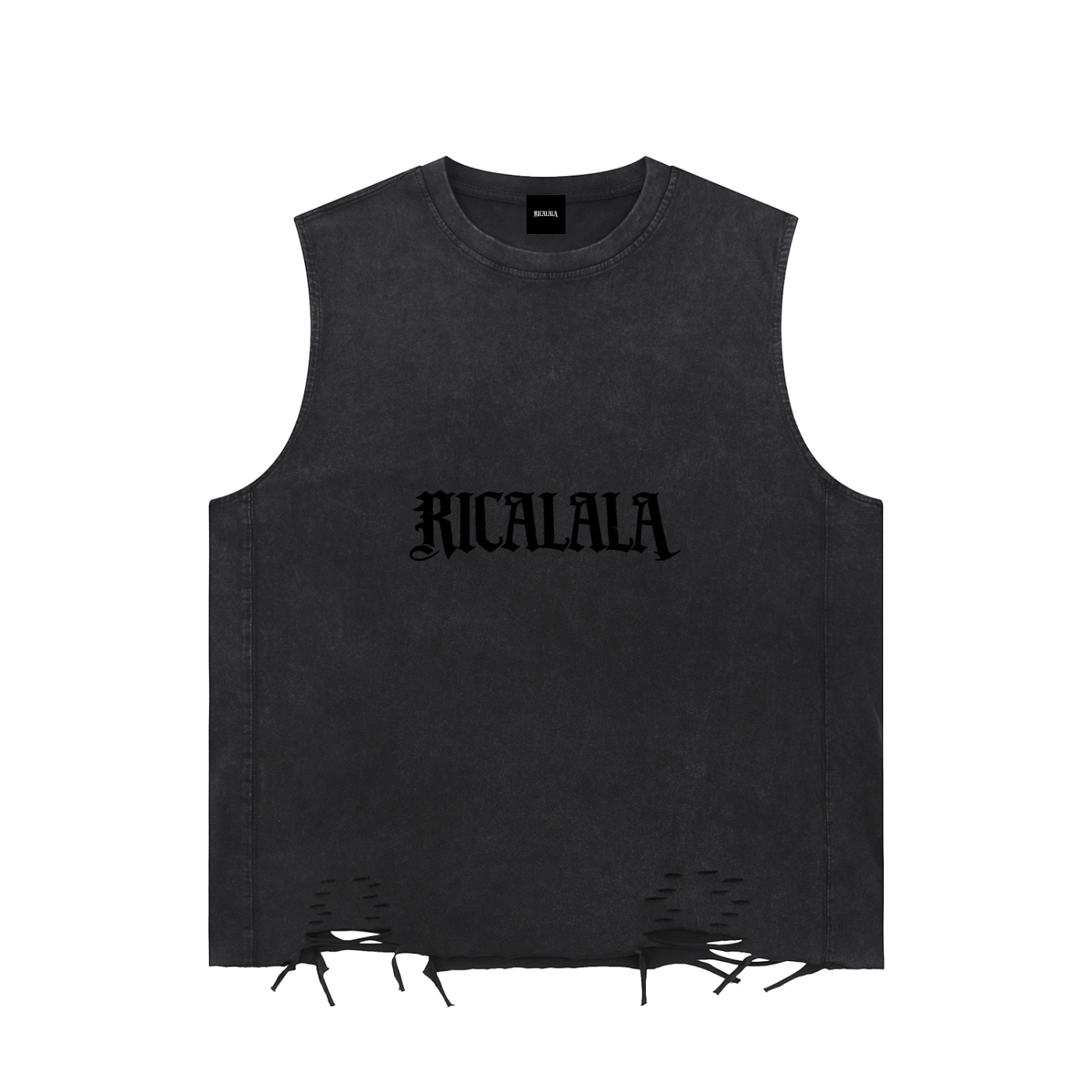 Ricalala all BLK Snow Washed Tank Top